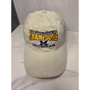 Vintage 2003 Michigan Big Ten Football Champions Hat Headmaster Cream Mens‎ OSFM